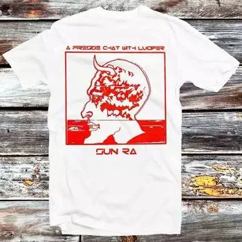 230 Gsm 100% Cotton Sun Ra A Freeside Chat With Lucifer T Shirt Vintage Retro Cool Gift Mens Womens Unisex Cartoon Anime Top Tee B1003 XXS белый