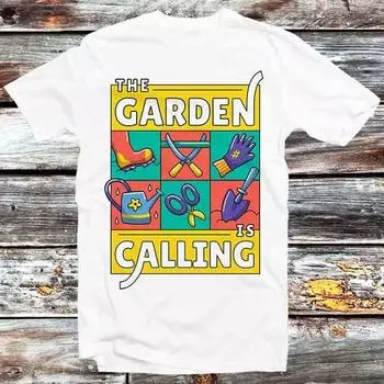 230 Gsm 100% Cotton The Garden Is Calling Gardener Farmer T Shirt Vintage Retro Cool Gift Mens Womens Unisex Cartoon Anime Top Tee B899 XXS белый