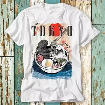 230 Gsm 100% Cotton Tokyo Ramen Noddle Food Japan Japanese Poster 80S T Shirt Top Design Unisex Ladies Mens Tee Retro Fashion Vintage Shirt S788 XXS белый