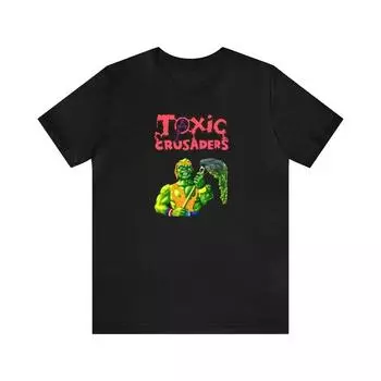230 Gsm 100% Cotton Toxic Crusaders Nes Cover Pixel Art Retro Style Unisex Short Sleeve Tee T Shirt XXS чёрный
