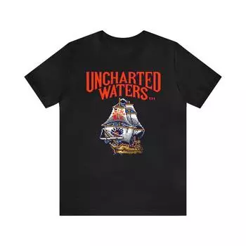 230 Gsm 100% Cotton Uncharted Waters Snes Retro Style Pixel Art Unisex Short Sleeve T Shirt XXS чёрный
