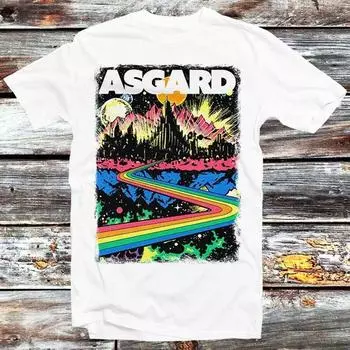 230 Gsm 100% Cotton Welcome To Asgard T Shirt Rainbow River Home Of The Gods Poster Top Tee Men Women Unisex Best Gift B148 XXS белый
