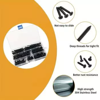 230 M3.5 черные саморезы с плоской головкой и крестообразным тиснением, саморезы с потайной головкой из черного цинка, саморезы с потайной головкой для сверления, железные саморезы для сверления 230pcs