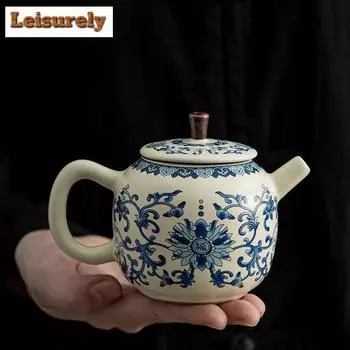 230 мл китайский благословенный синий и белый чайник бутиковская печь Ru чайник для заваривания чая чайник с фильтром китайский чай ча принадлежности для рукоделия