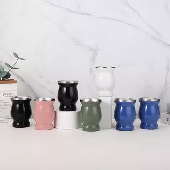 230 мл Нержавеющая сталь Мате Чашка для чая Yerba Mate Тыква с бомбильями Нержавеющая сталь Мадаи Чашка