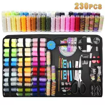 230 шт./компл. Портативный дорожный швейный ящик, набор игл, инструмент, нитки для квилтинга, шитья, вышивки, рукоделия, швейные наборы, домашний органайзер