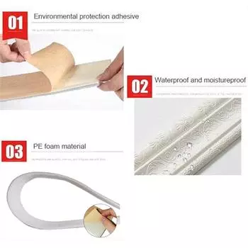 230 см 3D настенная наклейка DIY украсит стену, дверную раму, фон для телевизора, настенные шкафы, 3D тиснение, самоклеящаяся наклейка, украшение чёрный