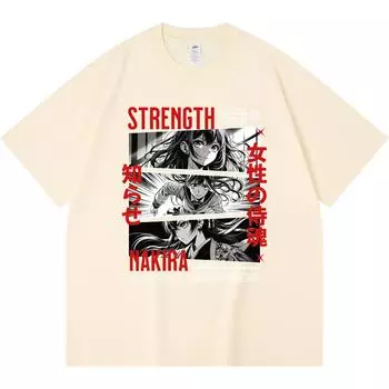 230GSM 100% Cotton T-Shirt Anime Comic Print Tees Funny Harajuku Style Combed Cotton Tshirt XS абрикосовый