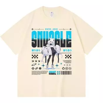 230GSM 100% Cotton T-Shirt Anime Streetwear Print Tees Funny Harajuku Style Combed Cotton Tshirt XS абрикосовый