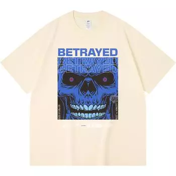 230GSM 100% Cotton T-Shirt Betrayed Print Tees Funny Harajuku Style Combed Cotton Tshirt XS абрикосовый