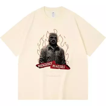 230GSM 100% Cotton T-Shirt Black Crime Print Tees Funny Harajuku Style Combed Cotton Tshirt XS абрикосовый