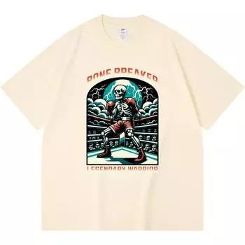 230GSM 100% Cotton T-Shirt Bone Breaker Championships Print Tees Funny Harajuku Style Combed Cotton Tshirt XS абрикосовый