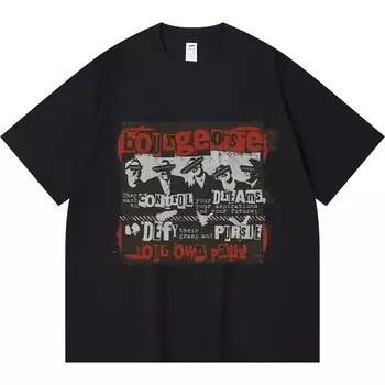 230GSM 100% Cotton T-Shirt Bourgeoisie Print Tees Funny Harajuku Style Combed Cotton Tshirt XS абрикосовый