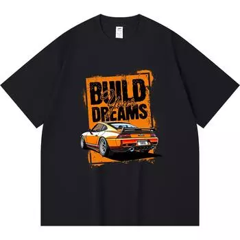 230GSM 100% Cotton T-Shirt Build Your Dreams Print Tees Funny Harajuku Style Combed Cotton Tshirt XS абрикосовый