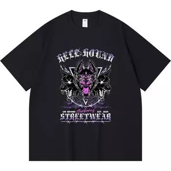 230GSM 100% Cotton T-Shirt Cerberus Hell Hound Streetwear Dark Aesthetic Print Tees Funny Harajuku Style Combed Cotton Tshirt XS абрикосовый