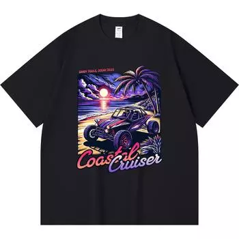 230GSM 100% Cotton T-Shirt Coastal Cruiser Print Tees Funny Harajuku Style Combed Cotton Tshirt XS абрикосовый