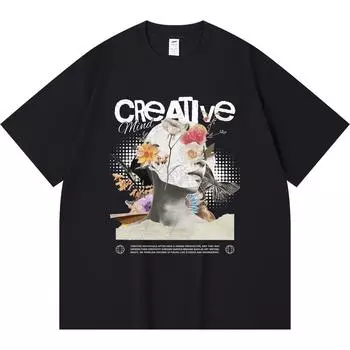 230GSM 100% Cotton T-Shirt Creative Mind Print Tees Funny Harajuku Style Combed Cotton Tshirt XS абрикосовый