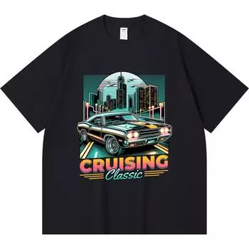 230GSM 100% Cotton T-Shirt Cruising Classic Print Tees Funny Harajuku Style Combed Cotton Tshirt XS абрикосовый
