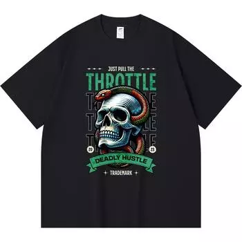 230GSM 100% Cotton T-Shirt Deadly Hustle Print Tees Funny Harajuku Style Combed Cotton Tshirt XS абрикосовый