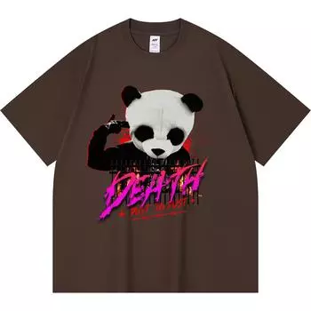 230GSM 100% Cotton T-Shirt Death Print Tees Funny Harajuku Style Combed Cotton Tshirt XS абрикосовый