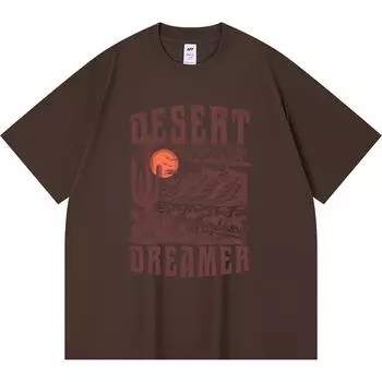 230GSM 100% Cotton T-Shirt Desert Dreamer Vintage Western Outdoor Print Tees Funny Harajuku Style Combed Cotton Tshirt XS абрикосовый