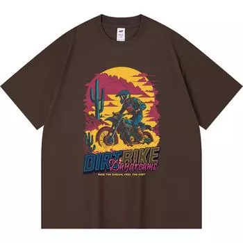 230GSM 100% Cotton T-Shirt Dirt Bike Daydreams Print Tees Funny Harajuku Style Combed Cotton Tshirt XS абрикосовый