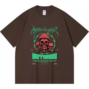 230GSM 100% Cotton T-Shirt Disturbed Print Tees Funny Harajuku Style Combed Cotton Tshirt XS абрикосовый