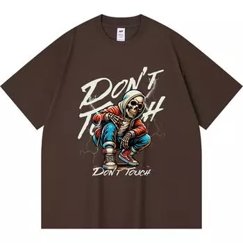 230GSM 100% Cotton T-Shirt Dont Touch Streetwear Print Tees Funny Harajuku Style Combed Cotton Tshirt XS абрикосовый