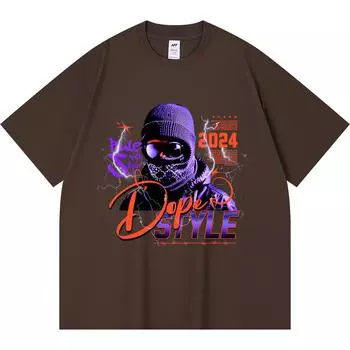 230GSM 100% Cotton T-Shirt Dope Style Print Tees Funny Harajuku Style Combed Cotton Tshirt XS абрикосовый