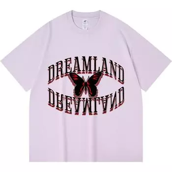 230GSM 100% Cotton T-Shirt dreamland reflexion Print Tees Funny Harajuku Style Combed Cotton Tshirt XS абрикосовый
