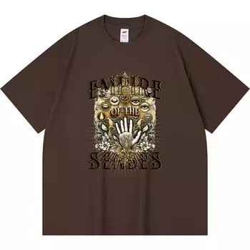 230GSM 100% Cotton T-Shirt Empire of the Senses Print Tees Funny Harajuku Style Combed Cotton Tshirt XS абрикосовый