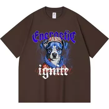 230GSM 100% Cotton T-Shirt Energetic Print Tees Funny Harajuku Style Combed Cotton Tshirt XS абрикосовый