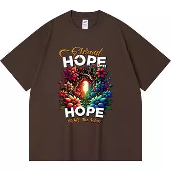 230GSM 100% Cotton T-Shirt Eternal Hope Print Tees Funny Harajuku Style Combed Cotton Tshirt XS абрикосовый