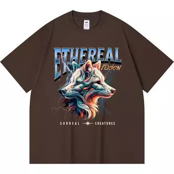 230GSM 100% Cotton T-Shirt Ethereal Fusion Print Tees Funny Harajuku Style Combed Cotton Tshirt XS абрикосовый