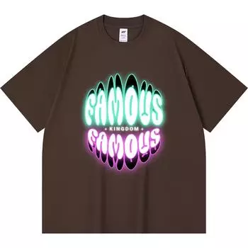 230GSM 100% Cotton T-Shirt Famous Print Tees Funny Harajuku Style Combed Cotton Tshirt XS абрикосовый