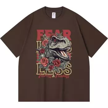 230GSM 100% Cotton T-Shirt Fearless & Flawless Print Tees Funny Harajuku Style Combed Cotton Tshirt XS абрикосовый