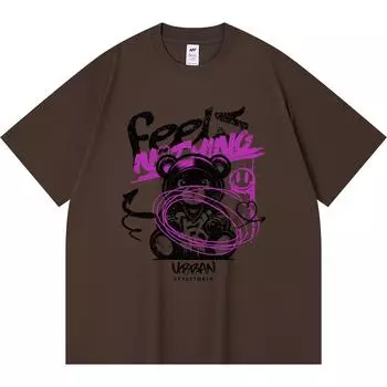 230GSM 100% Cotton T-Shirt Feels Nothing Print Tees Funny Harajuku Style Combed Cotton Tshirt XS абрикосовый