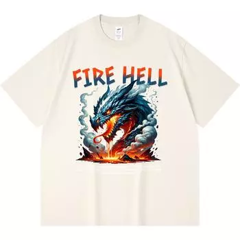 230GSM 100% Cotton T-Shirt Fire Hell T-Shirt design template Print Tees Funny Harajuku Style Combed Cotton Tshirt XS абрикосовый