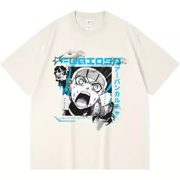 230GSM 100% Cotton T-Shirt Furiosa Japanese Manga Anime Print Tees Funny Harajuku Style Combed Cotton Tshirt XS абрикосовый