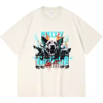 230GSM 100% Cotton T-Shirt Gangster Glam Print Tees Funny Harajuku Style Combed Cotton Tshirt XS абрикосовый