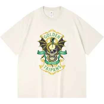 230GSM 100% Cotton T-Shirt Golden Taipans San Diego Ornate Skull Print Tees Funny Harajuku Style Combed Cotton Tshirt XS абрикосовый