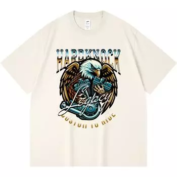 230GSM 100% Cotton T-Shirt Hardknock Legacy Print Tees Funny Harajuku Style Combed Cotton Tshirt XS абрикосовый