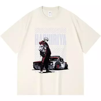 230GSM 100% Cotton T-Shirt Hashiriya Print Tees Funny Harajuku Style Combed Cotton Tshirt XS абрикосовый