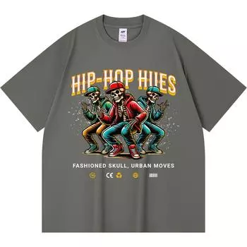 230GSM 100% Cotton T-Shirt Hip Hop Hues Print Tees Funny Harajuku Style Combed Cotton Tshirt XS абрикосовый