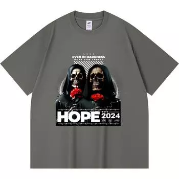 230GSM 100% Cotton T-Shirt Hope Print Tees Funny Harajuku Style Combed Cotton Tshirt XS абрикосовый