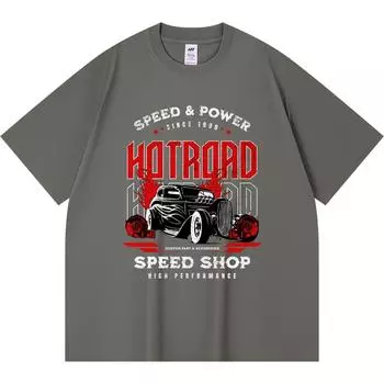 230GSM 100% Cotton T-Shirt Hotroad Speed Shop Print Tees Funny Harajuku Style Combed Cotton Tshirt XS абрикосовый