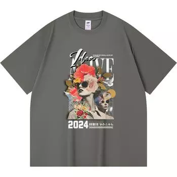 230GSM 100% Cotton T-Shirt Ideas Alive Print Tees Funny Harajuku Style Combed Cotton Tshirt XS абрикосовый