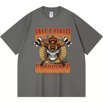 230GSM 100% Cotton T-Shirt Inferno Guardians Print Tees Funny Harajuku Style Combed Cotton Tshirt XS абрикосовый