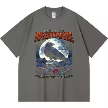 230GSM 100% Cotton T-Shirt Infinity Nightmare Print Tees Funny Harajuku Style Combed Cotton Tshirt XS абрикосовый