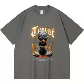 230GSM 100% Cotton T-Shirt Intrinsic Print Tees Funny Harajuku Style Combed Cotton Tshirt XS абрикосовый